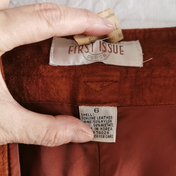 Vintage First Issue Carmel Suede Skirt Size 6 - Picture 5 of 8